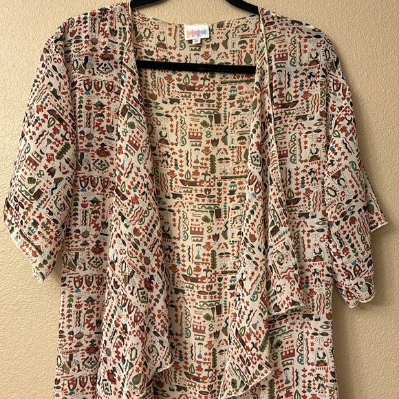 LuLaRoe MONROE Size SMALL Fringe Kimono Wrap Coverup Boho Ethnic Earthy - Picture 9 of 16